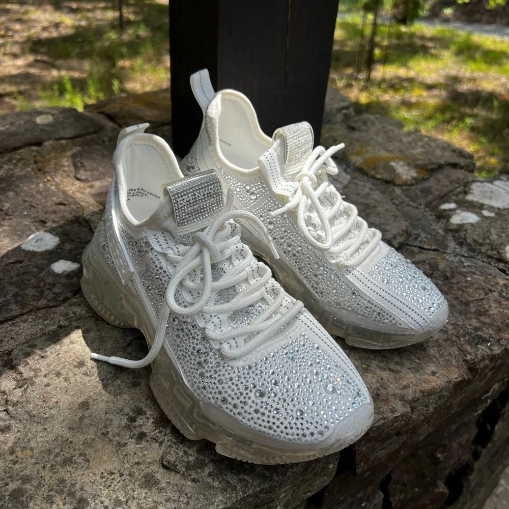 Steve Madden Maxima-R Shimmering White Sneakers - Picture 2 of 10